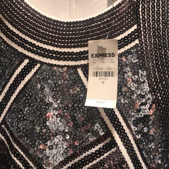 Express Sequin Cold Shoulder Sheath Dress - Picture 2 of 2